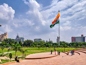 Flag of India flying at Connaught Place in New Delhi